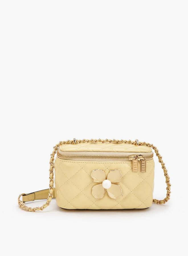 ايل Quilted Crossbody Bag With Floral Accent Ramadan Collections